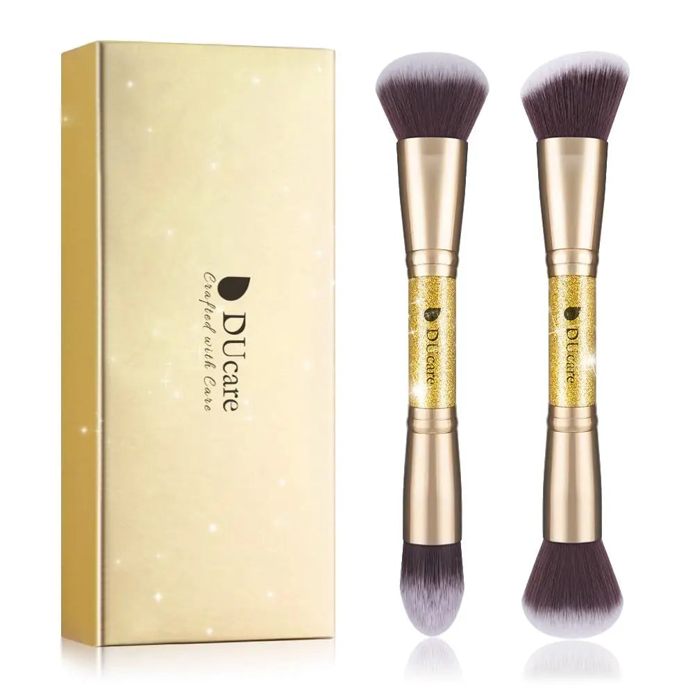 Makeup Brushes Duo End Foundation Powder Buffer and Contour Brush Synthetic Cosmetic Tools 2Pcs SnapGoShop