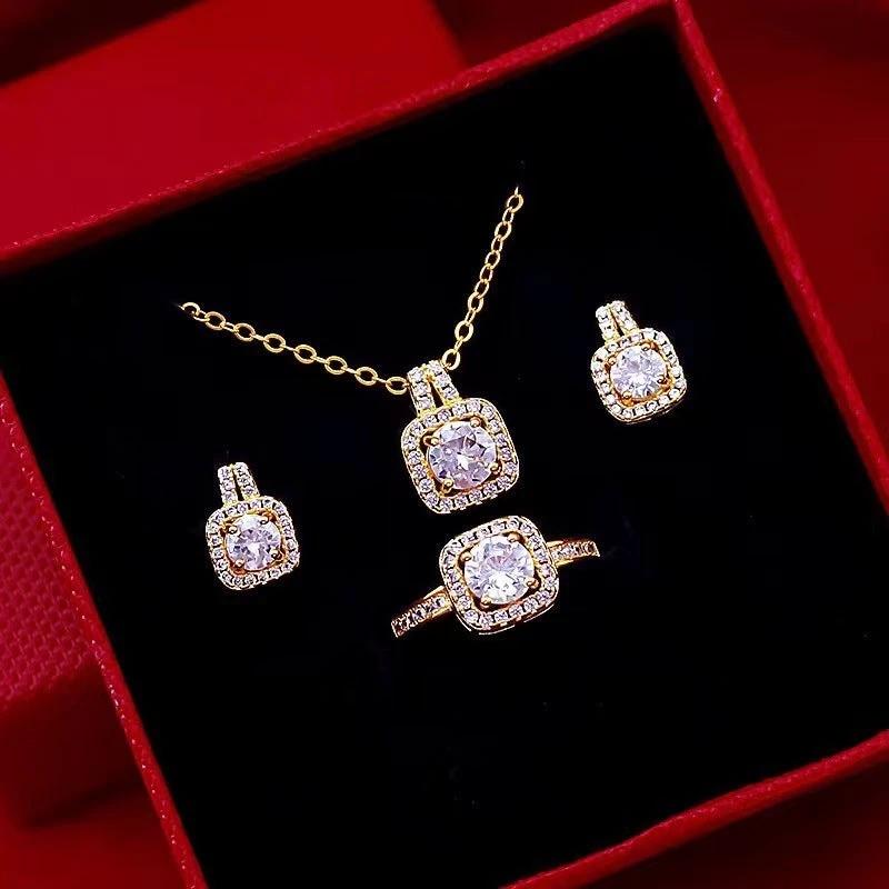 Fashion Jewelry Set - Zircon Gem Necklace Earring Ring MANDOTOS
