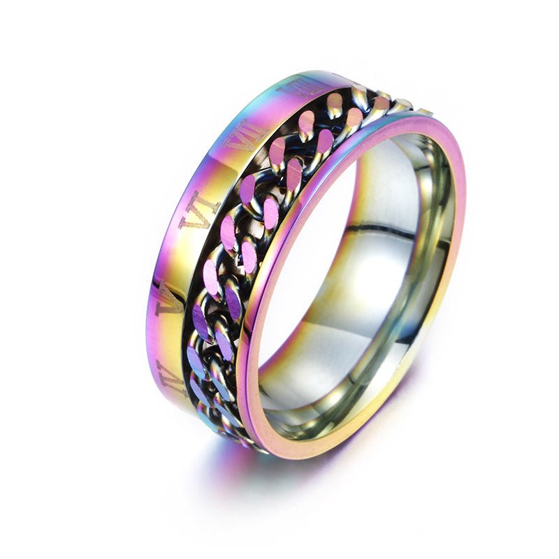 Roman Letter Rotatable Chain Rings Men Digital Titanium Steel RingFor Couple High Quality Multifunctional Bottle Opener Ring Spinner Jewelry Punk Gifts MANDOTOS