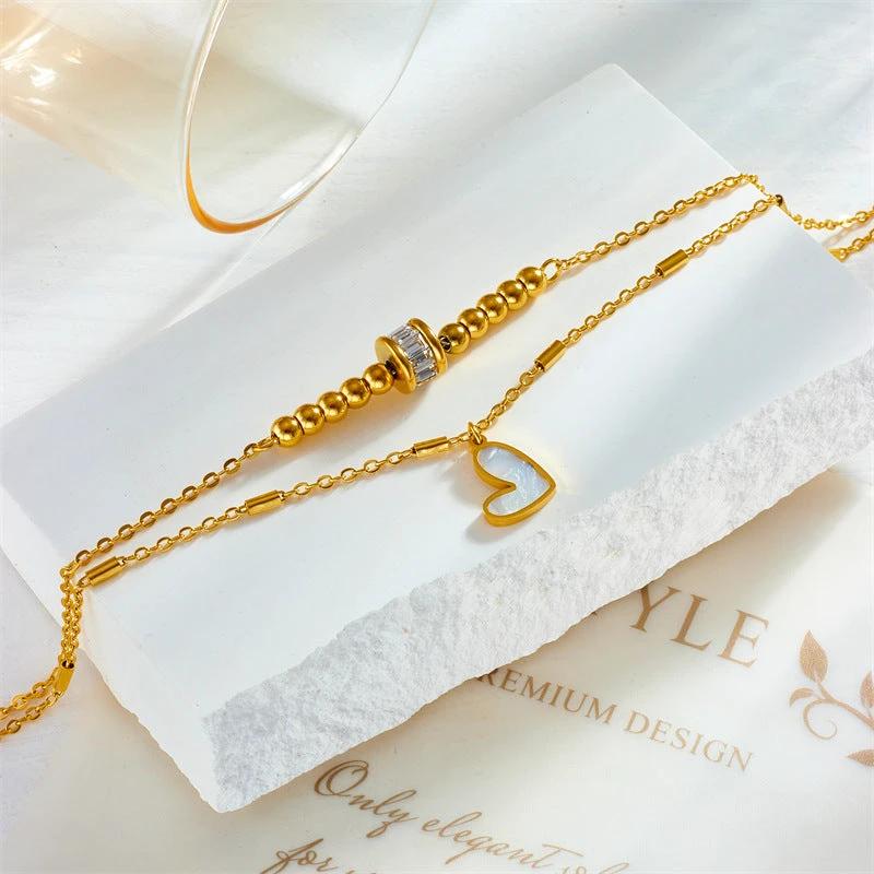 Fashion Jewelry Boho Classic Love Heart Ankle Chain Double Layer Chain Bracelet Anklet Charm Tassel Leg Chain On Foot Chain Women Party Jewelry Accessories MANDOTOS
