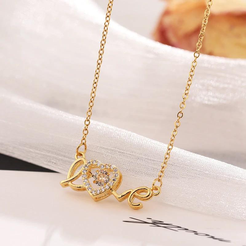 Valentines Day Gift New Titanium Steel Necklace Fashion New Love Smart Necklace Female Clavicle Chain Fashion Jewelry Woman MANDOTOS