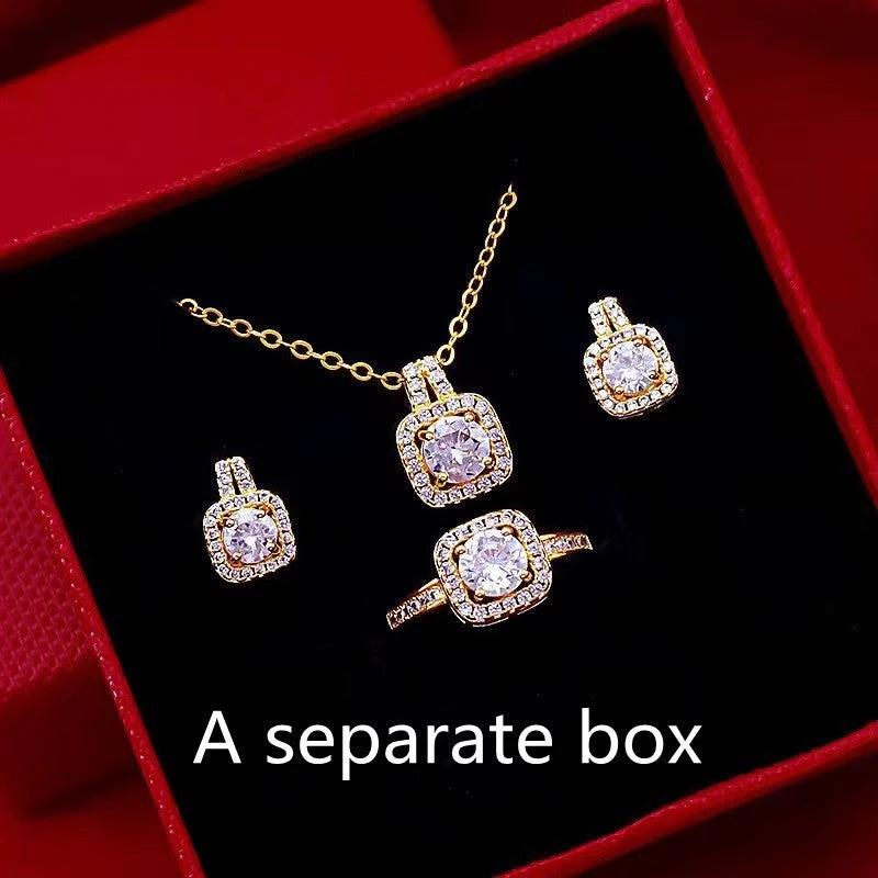 Fashion Jewelry Set - Zircon Gem Necklace Earring Ring MANDOTOS