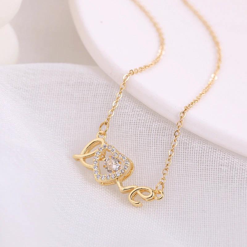 Valentines Day Gift New Titanium Steel Necklace Fashion New Love Smart Necklace Female Clavicle Chain Fashion Jewelry Woman MANDOTOS