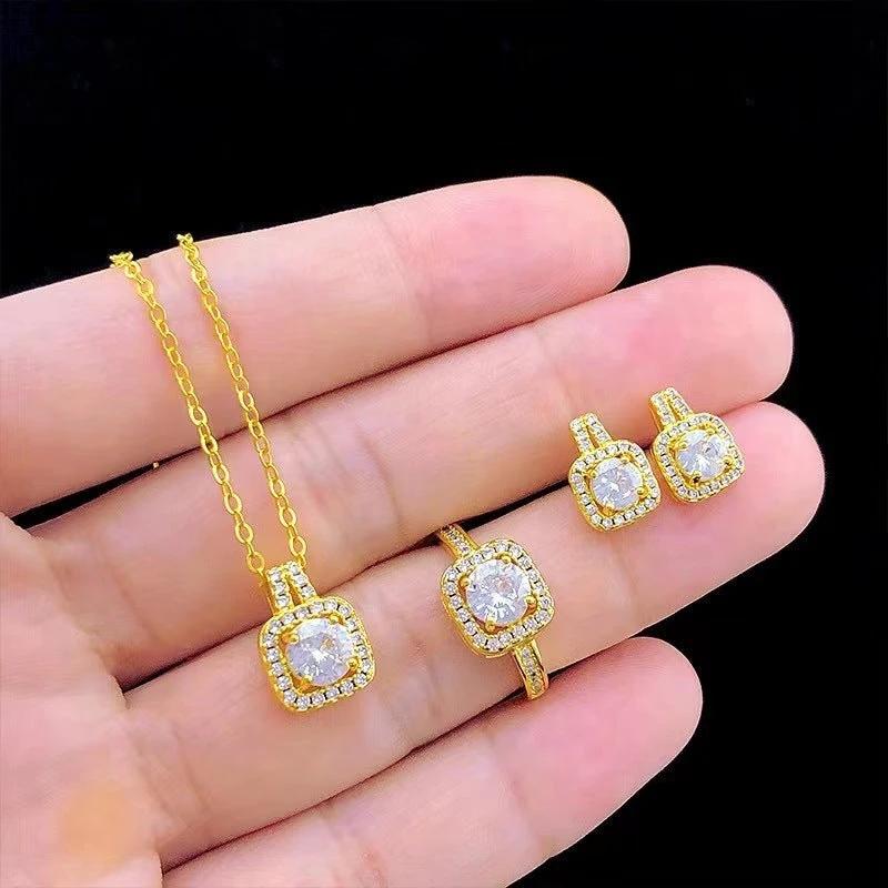 Fashion Jewelry Set - Zircon Gem Necklace Earring Ring MANDOTOS