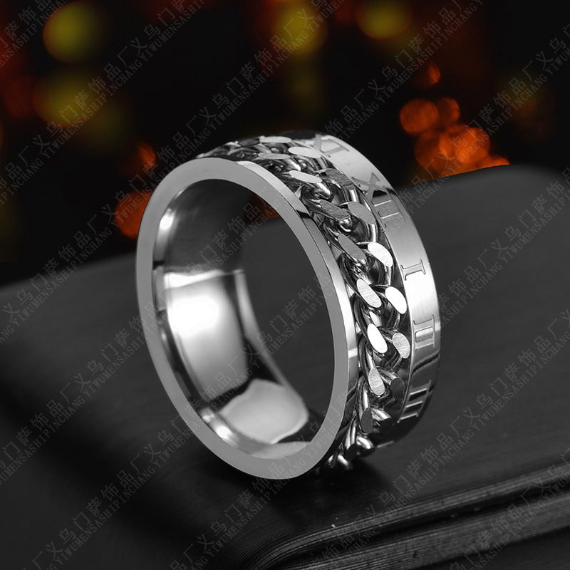 Roman Letter Rotatable Chain Rings Men Digital Titanium Steel RingFor Couple High Quality Multifunctional Bottle Opener Ring Spinner Jewelry Punk Gifts MANDOTOS