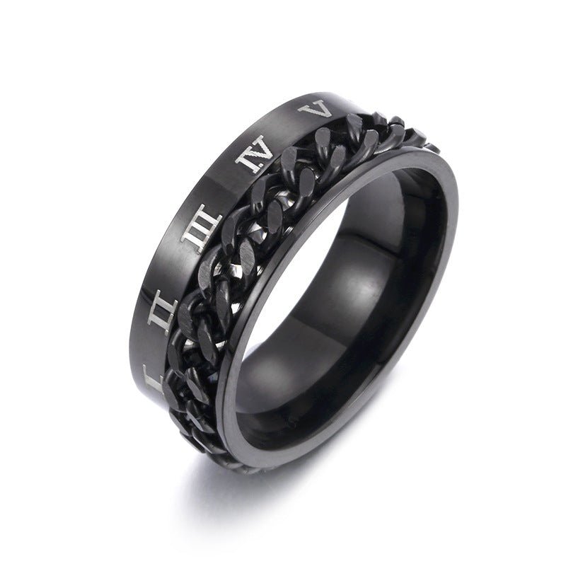 Roman Letter Rotatable Chain Rings Men Digital Titanium Steel RingFor Couple High Quality Multifunctional Bottle Opener Ring Spinner Jewelry Punk Gifts MANDOTOS