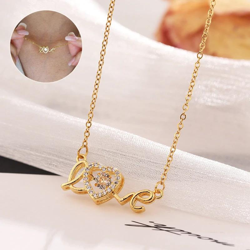 Valentines Day Gift New Titanium Steel Necklace Fashion New Love Smart Necklace Female Clavicle Chain Fashion Jewelry Woman MANDOTOS