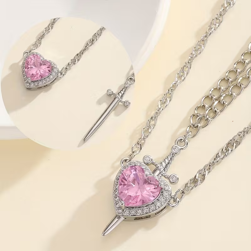 Heart Ring and Sword Necklace Set – Stainless Steel Couple Jewelry Gift CartRare