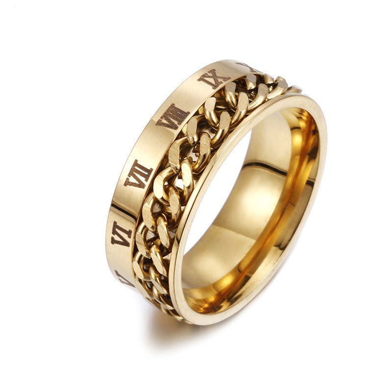 Roman Letter Rotatable Chain Rings Men Digital Titanium Steel RingFor Couple High Quality Multifunctional Bottle Opener Ring Spinner Jewelry Punk Gifts MANDOTOS