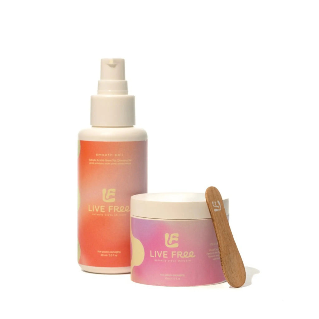Starter Set – Simple 2-Step Skincare Routine for Blemish Prone & Sensitive Skin (Cleanser + Moisturizer) Free Living Co