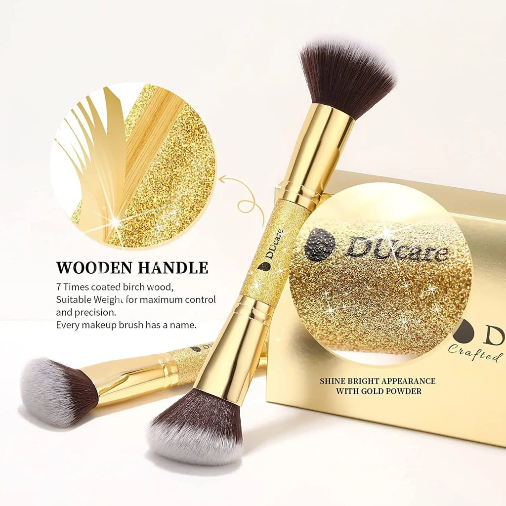 Makeup Brushes Duo End Foundation Powder Buffer and Contour Brush Synthetic Cosmetic Tools 2Pcs SnapGoShop