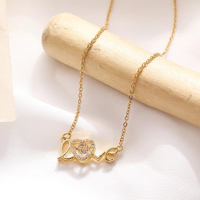 Valentines Day Gift New Titanium Steel Necklace Fashion New Love Smart Necklace Female Clavicle Chain Fashion Jewelry Woman MANDOTOS
