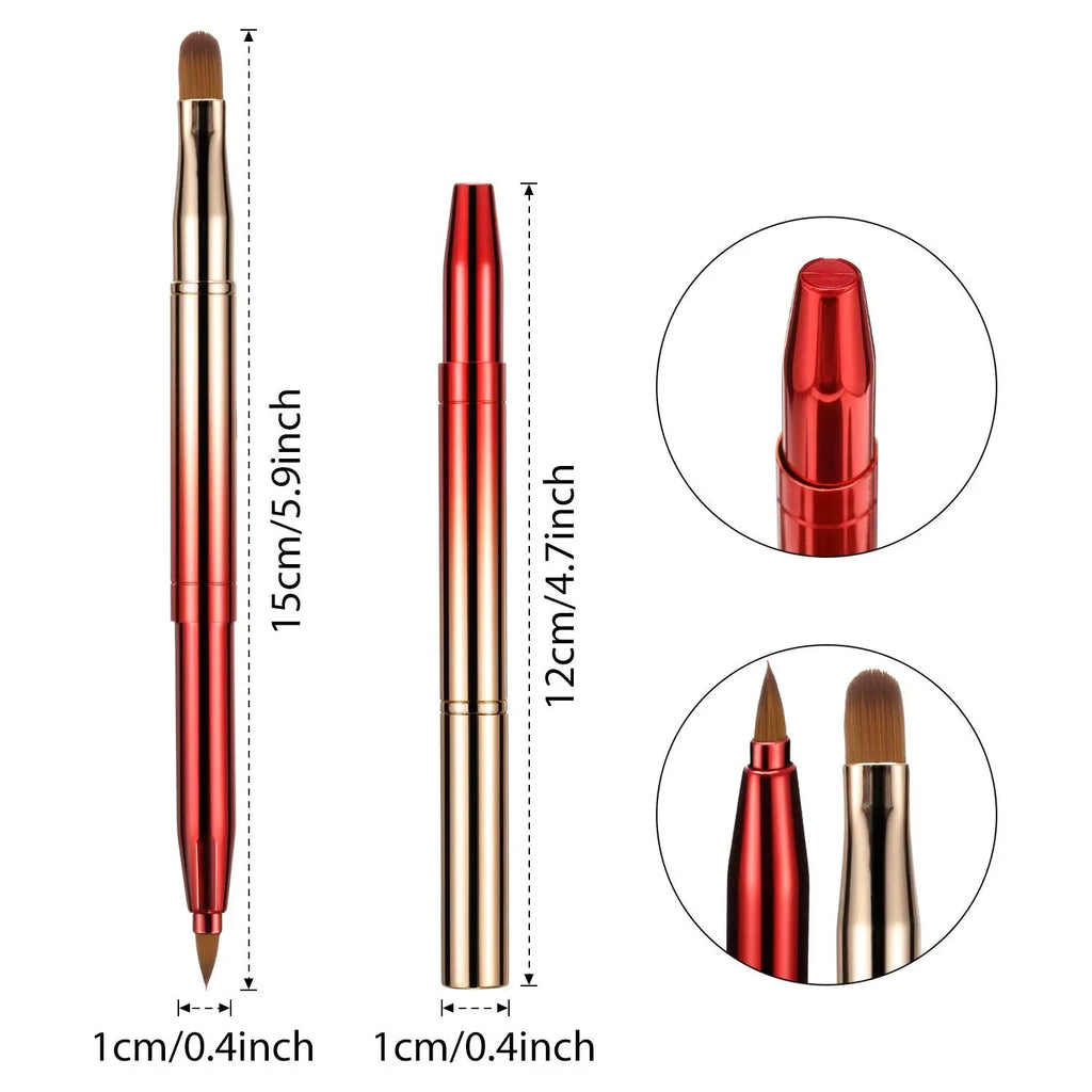 3 Pieces Lip Brush Retractable Lipstick Liner Brush Lipstick Dual-Ended Foundation Makeup Brush with Cap Travel Applicators SnapGoShop