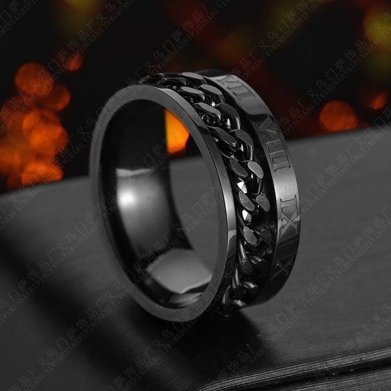 Roman Letter Rotatable Chain Rings Men Digital Titanium Steel RingFor Couple High Quality Multifunctional Bottle Opener Ring Spinner Jewelry Punk Gifts MANDOTOS