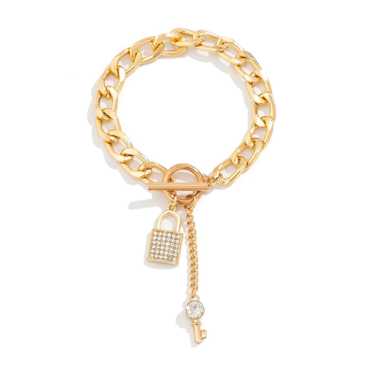 Thick Chain Lock and Key Pendant Necklace - Trendy Fashion Jewelry MANDOTOS