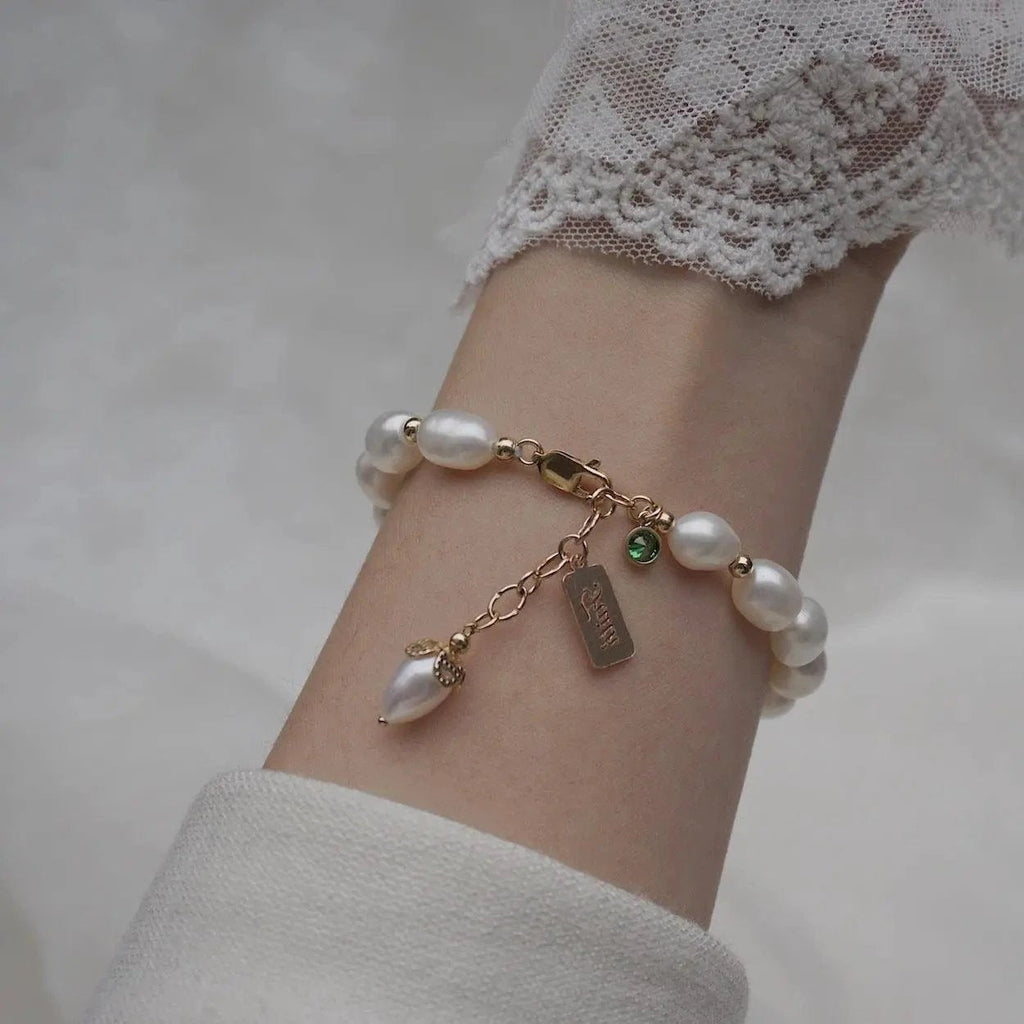 Natural Zircon Pearl Bracelet Luxury Jewelry MANDOTOS