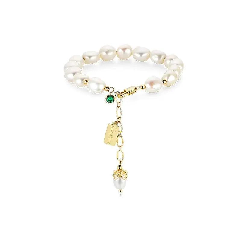 Natural Zircon Pearl Bracelet Luxury Jewelry MANDOTOS
