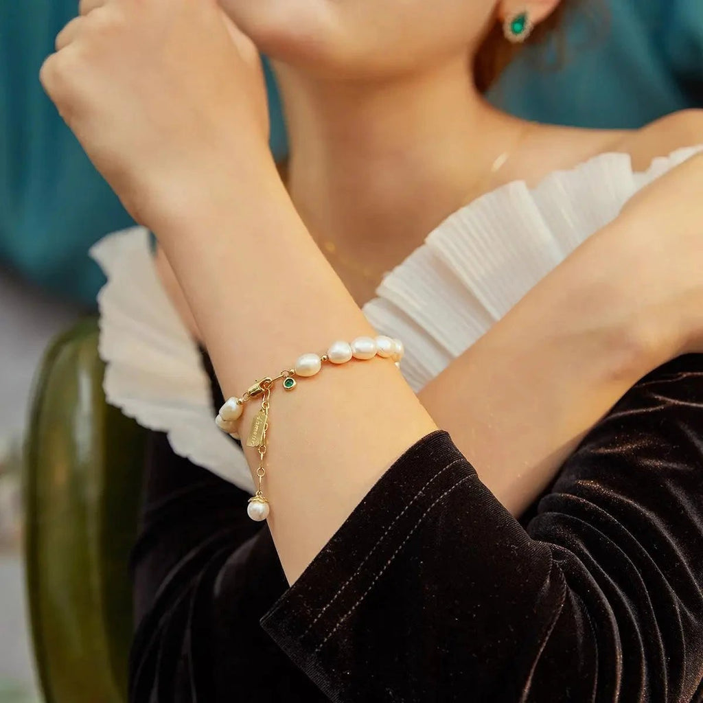 Natural Zircon Pearl Bracelet Luxury Jewelry MANDOTOS