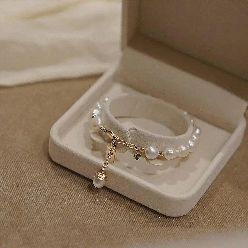 Natural Zircon Pearl Bracelet Luxury Jewelry MANDOTOS
