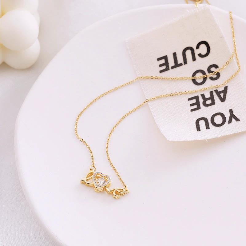 Valentines Day Gift New Titanium Steel Necklace Fashion New Love Smart Necklace Female Clavicle Chain Fashion Jewelry Woman MANDOTOS
