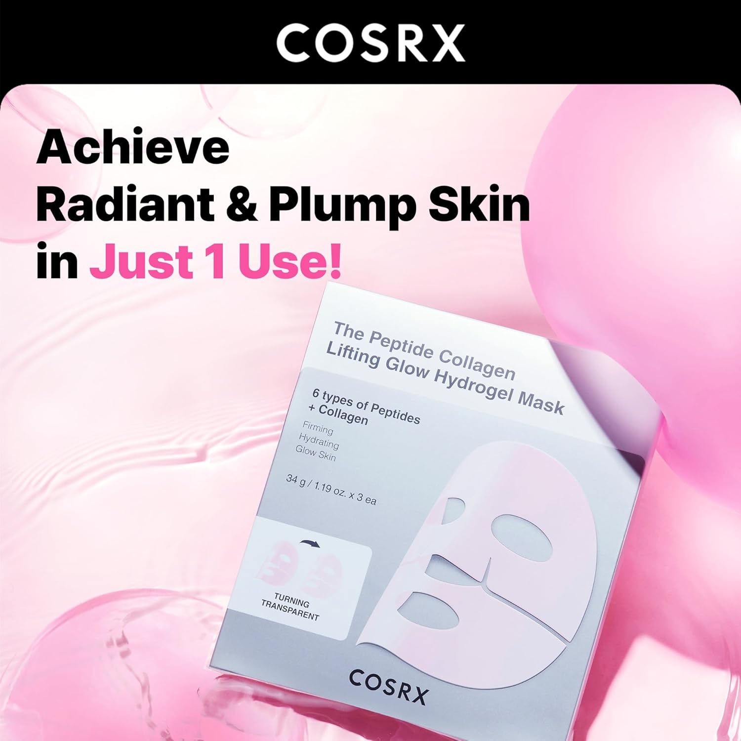 Cosrx The Peptide Collagen Lifting Glow Hydrogel Mask AsiaBeautyMall