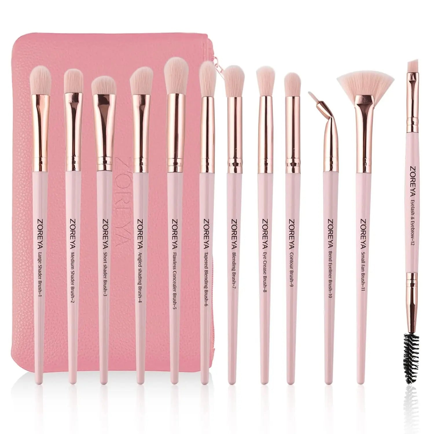 Eye Makeup Brushes, 12 Pcs Professional Eye Brush Set Eyeshadow, Eyebrow, Blending, Fan, Eyelash Brush Set with Carrying Bag (Champagne Gold) SnapGoShop