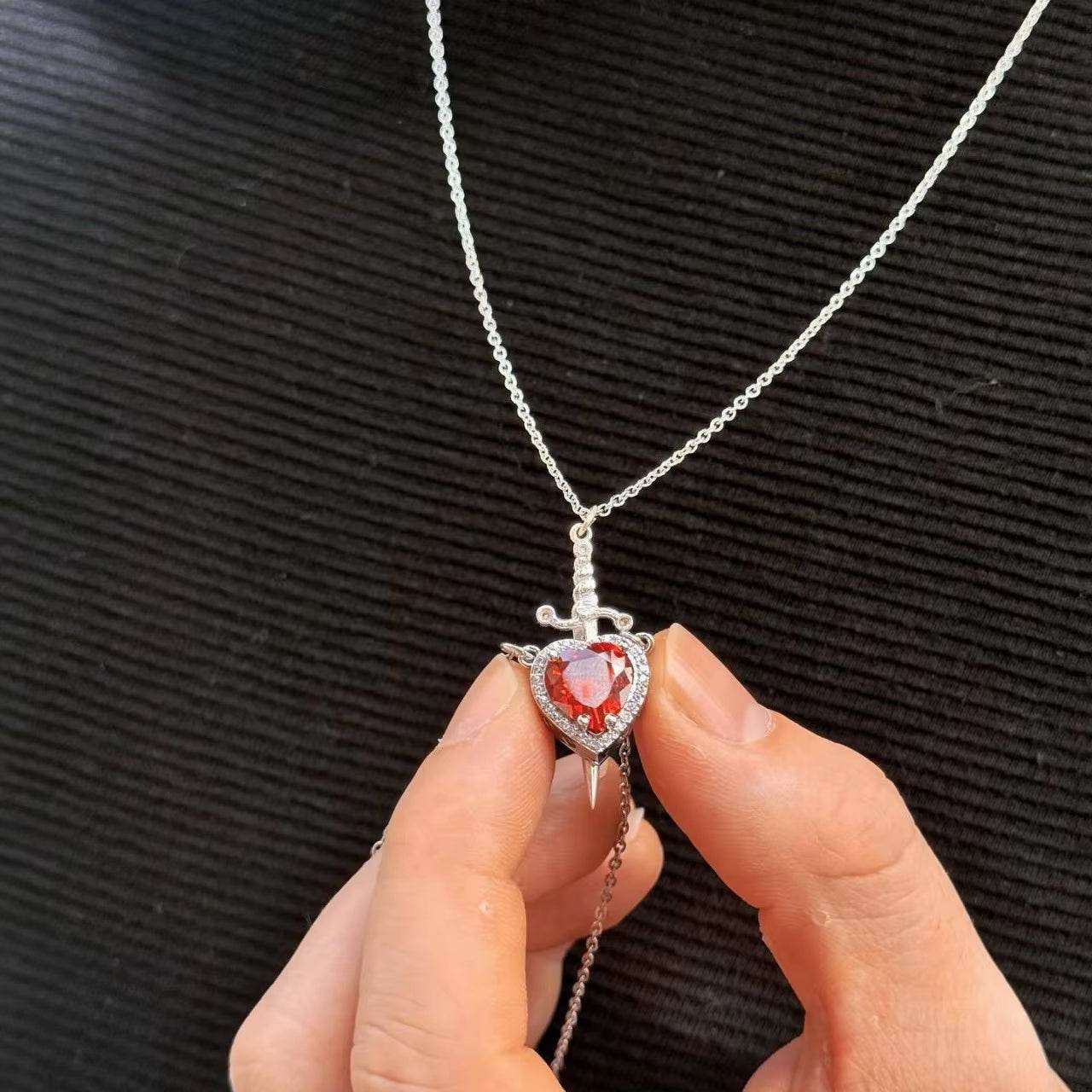 Heart Ring and Sword Necklace Set – Stainless Steel Couple Jewelry Gift CartRare