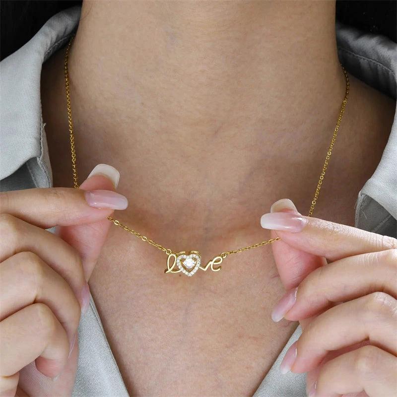 Valentines Day Gift New Titanium Steel Necklace Fashion New Love Smart Necklace Female Clavicle Chain Fashion Jewelry Woman MANDOTOS
