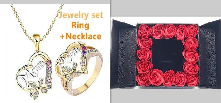 Mother's Day Gift Hollow Heart English Letter Love Mom Rhinestone Butterfly Finger Ring Jewelry Gift MANDOTOS