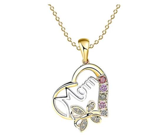 Mother's Day Gift Hollow Heart English Letter Love Mom Rhinestone Butterfly Finger Ring Jewelry Gift MANDOTOS