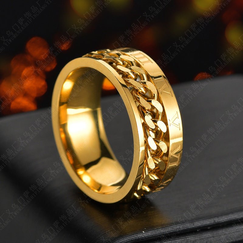 Roman Letter Rotatable Chain Rings Men Digital Titanium Steel RingFor Couple High Quality Multifunctional Bottle Opener Ring Spinner Jewelry Punk Gifts MANDOTOS