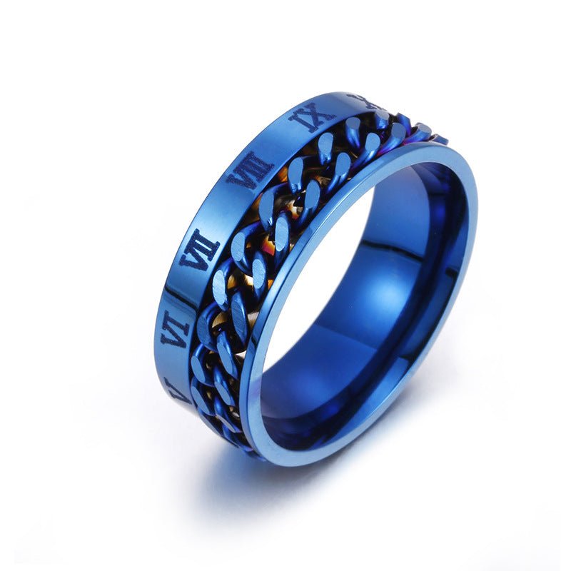 Roman Letter Rotatable Chain Rings Men Digital Titanium Steel RingFor Couple High Quality Multifunctional Bottle Opener Ring Spinner Jewelry Punk Gifts MANDOTOS