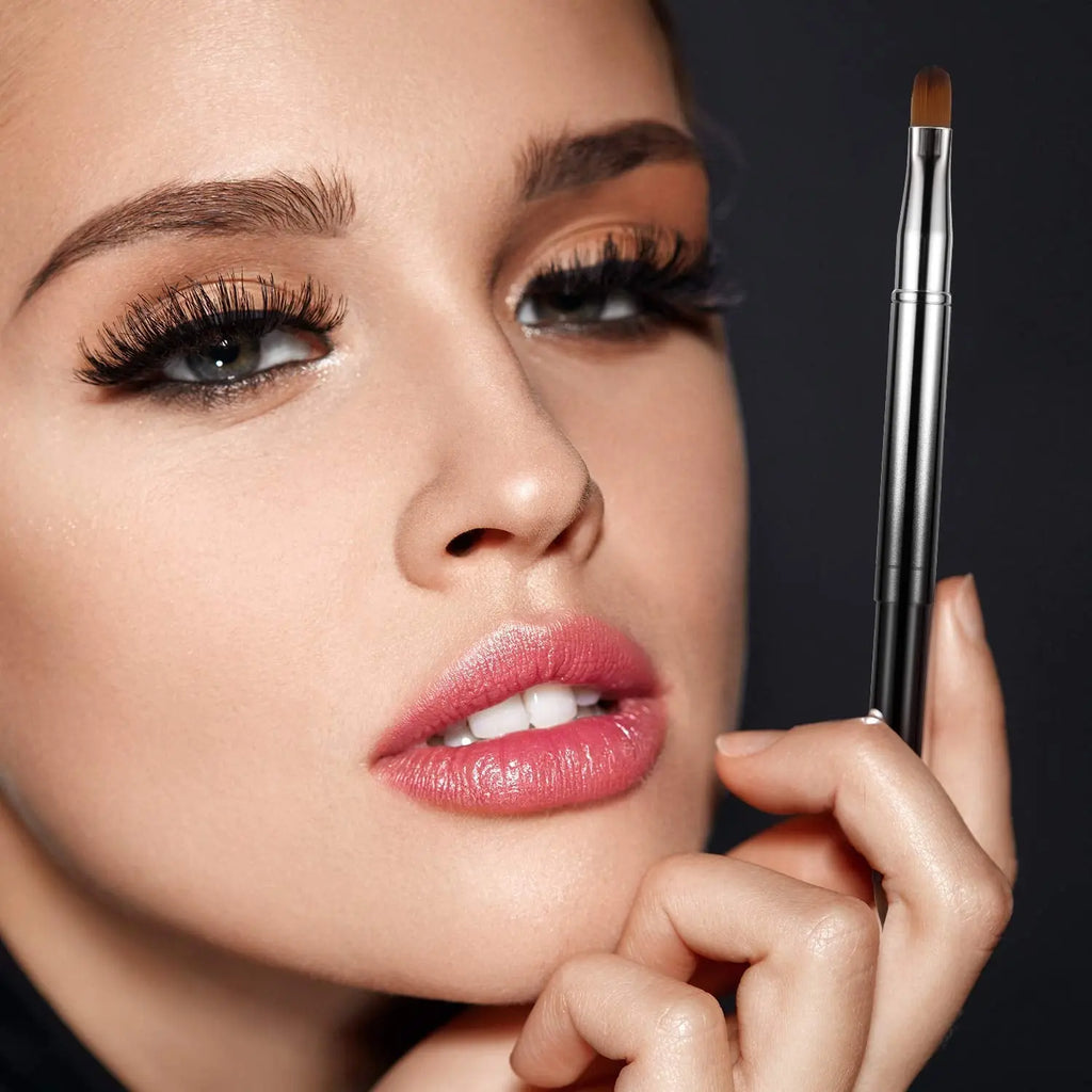 3 Pieces Lip Brush Retractable Lipstick Liner Brush Lipstick Dual-Ended Foundation Makeup Brush with Cap Travel Applicators SnapGoShop