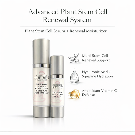 Cellular Renewal Duo – Apple Stem Cell Serum + Moisturizer Glimmer Goddess® Organic Skin Care