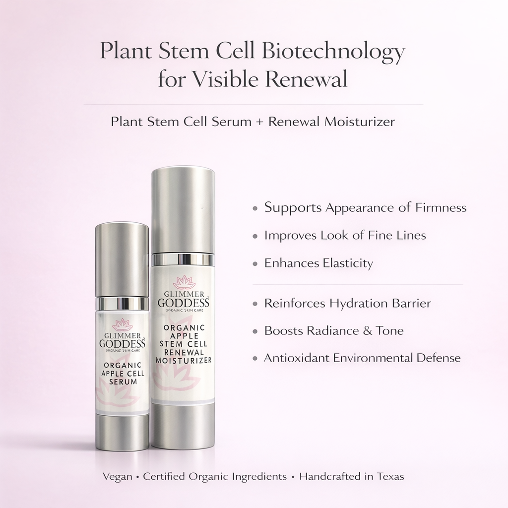 Cellular Renewal Duo – Apple Stem Cell Serum + Moisturizer Glimmer Goddess® Organic Skin Care
