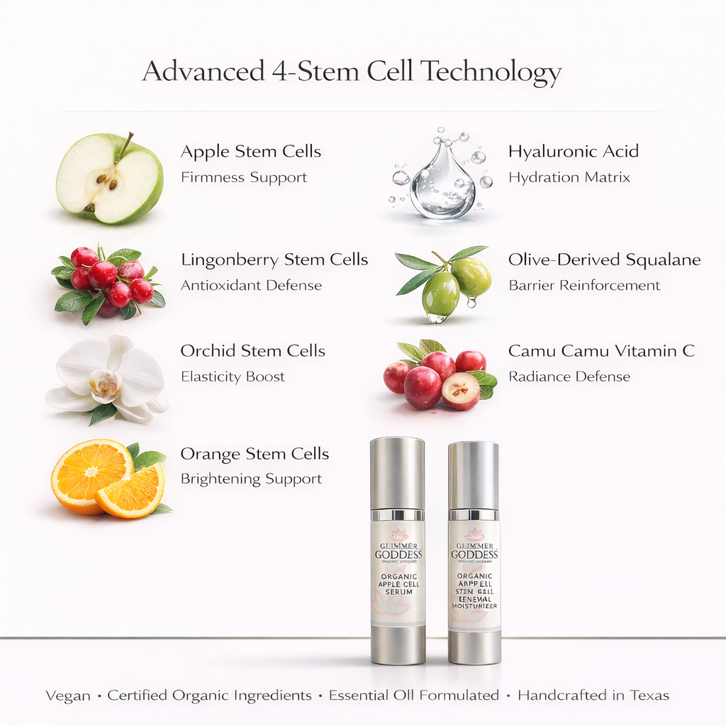 Cellular Renewal Duo – Apple Stem Cell Serum + Moisturizer Glimmer Goddess® Organic Skin Care