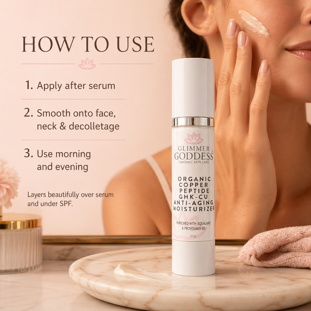 Organic Copper Peptide Moisturizer – Firming & Smoothing Glimmer Goddess® Organic Skin Care