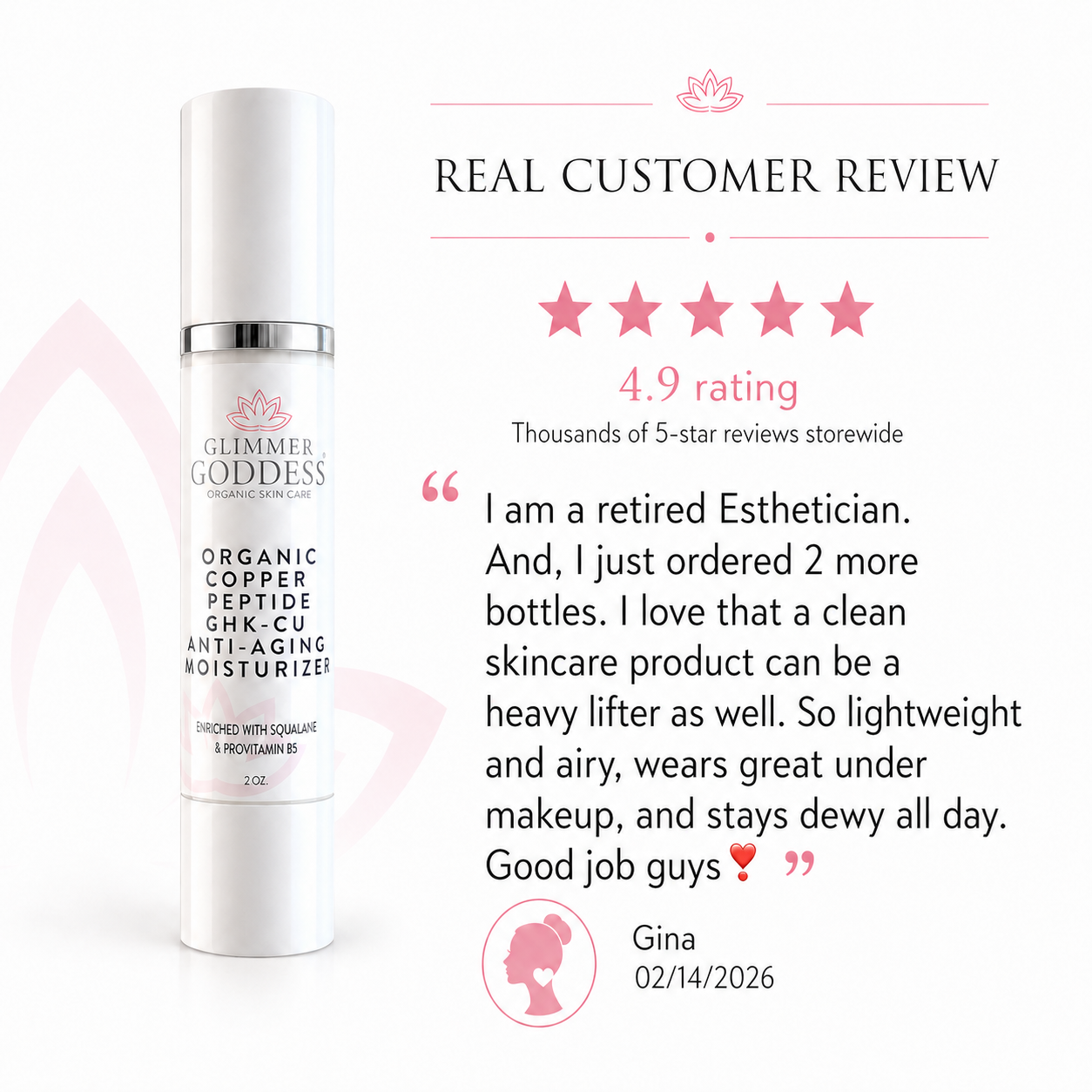 Organic Copper Peptide Moisturizer – Firming & Smoothing Glimmer Goddess® Organic Skin Care