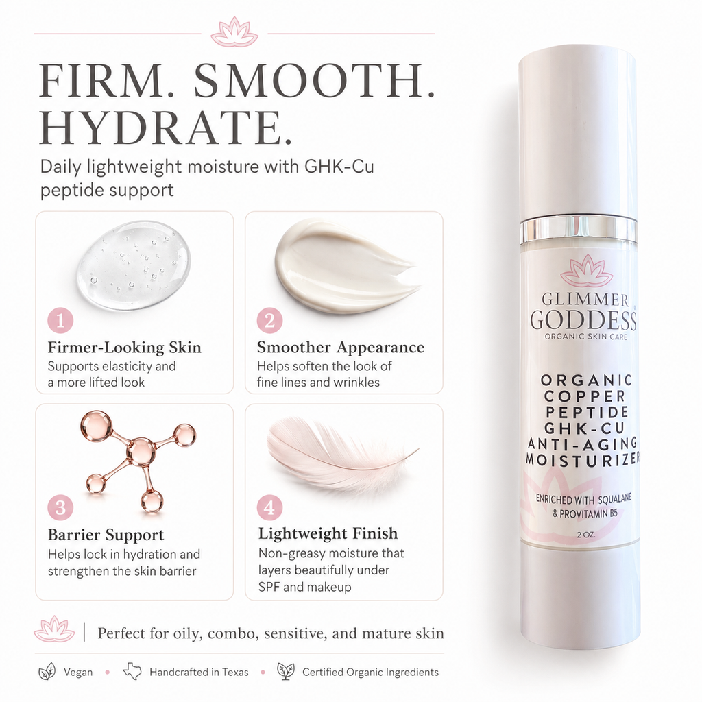 Organic Copper Peptide Moisturizer – Firming & Smoothing Glimmer Goddess® Organic Skin Care