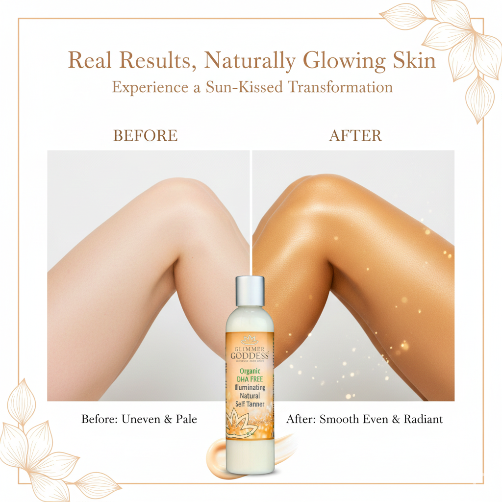 Organic DHA-Free Self Tanner – Natural Sun-Kissed Glow for Sensitive Skin Glimmer Goddess® Organic Skin Care