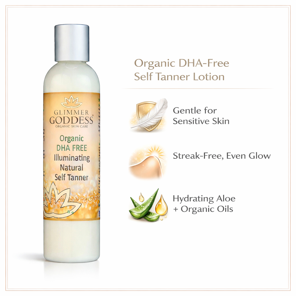 Organic DHA-Free Self Tanner – Natural Sun-Kissed Glow for Sensitive Skin Glimmer Goddess® Organic Skin Care