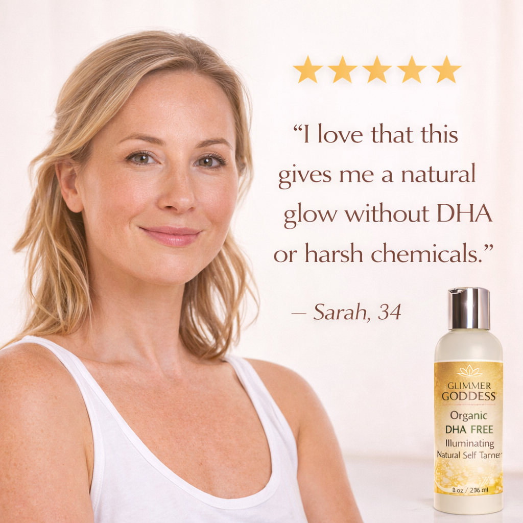 Organic DHA-Free Self Tanner – Natural Sun-Kissed Glow for Sensitive Skin Glimmer Goddess® Organic Skin Care