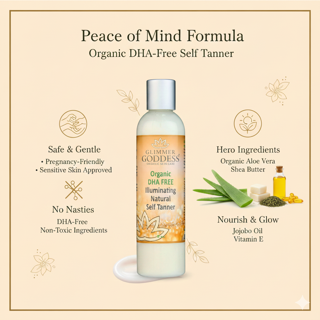 Organic DHA-Free Self Tanner – Natural Sun-Kissed Glow for Sensitive Skin Glimmer Goddess® Organic Skin Care