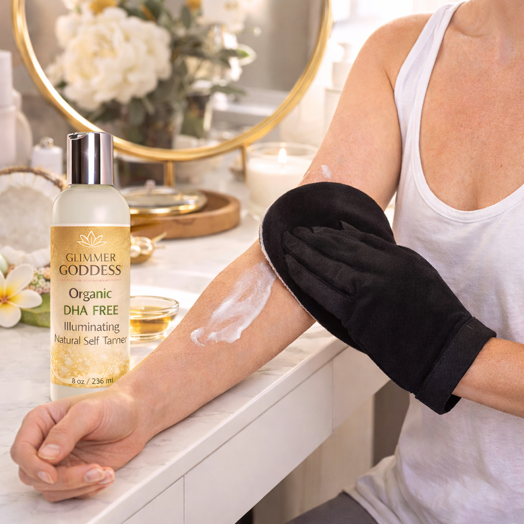 Organic DHA-Free Self Tanner – Natural Sun-Kissed Glow for Sensitive Skin Glimmer Goddess® Organic Skin Care