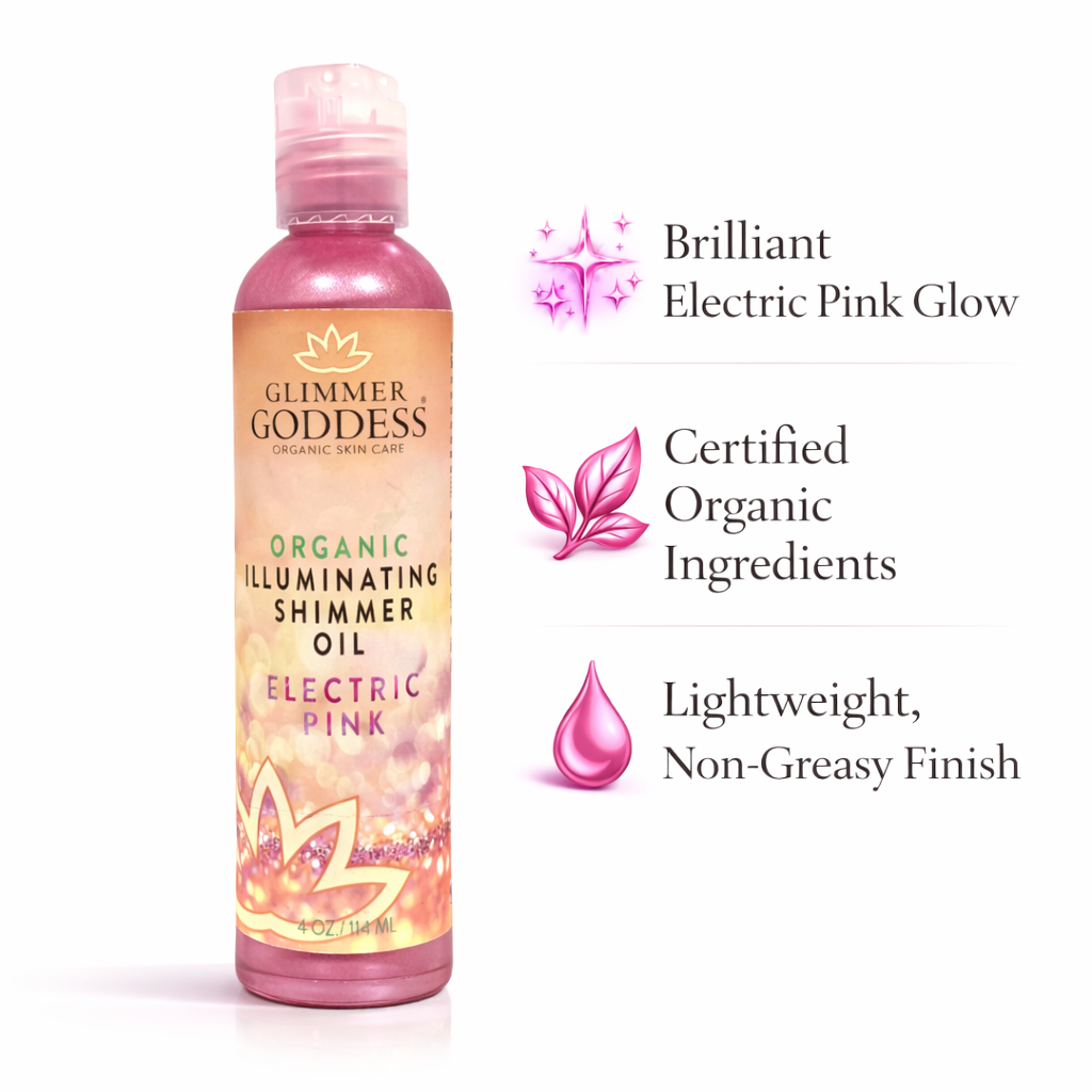 Organic Shimmer Oil – Illuminating Body Oil in 5 Shades for Radiant Glow & Deep Hydration Glimmer Goddess® Organic Skin Care
