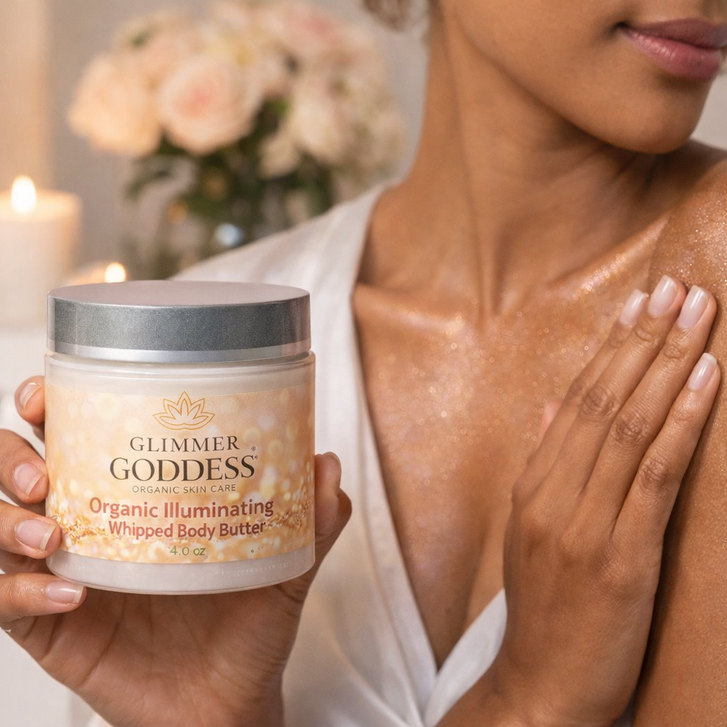 Organic Shimmering Body Butter – Radiant Glow + Deep Hydration Glimmer Goddess® Organic Skin Care