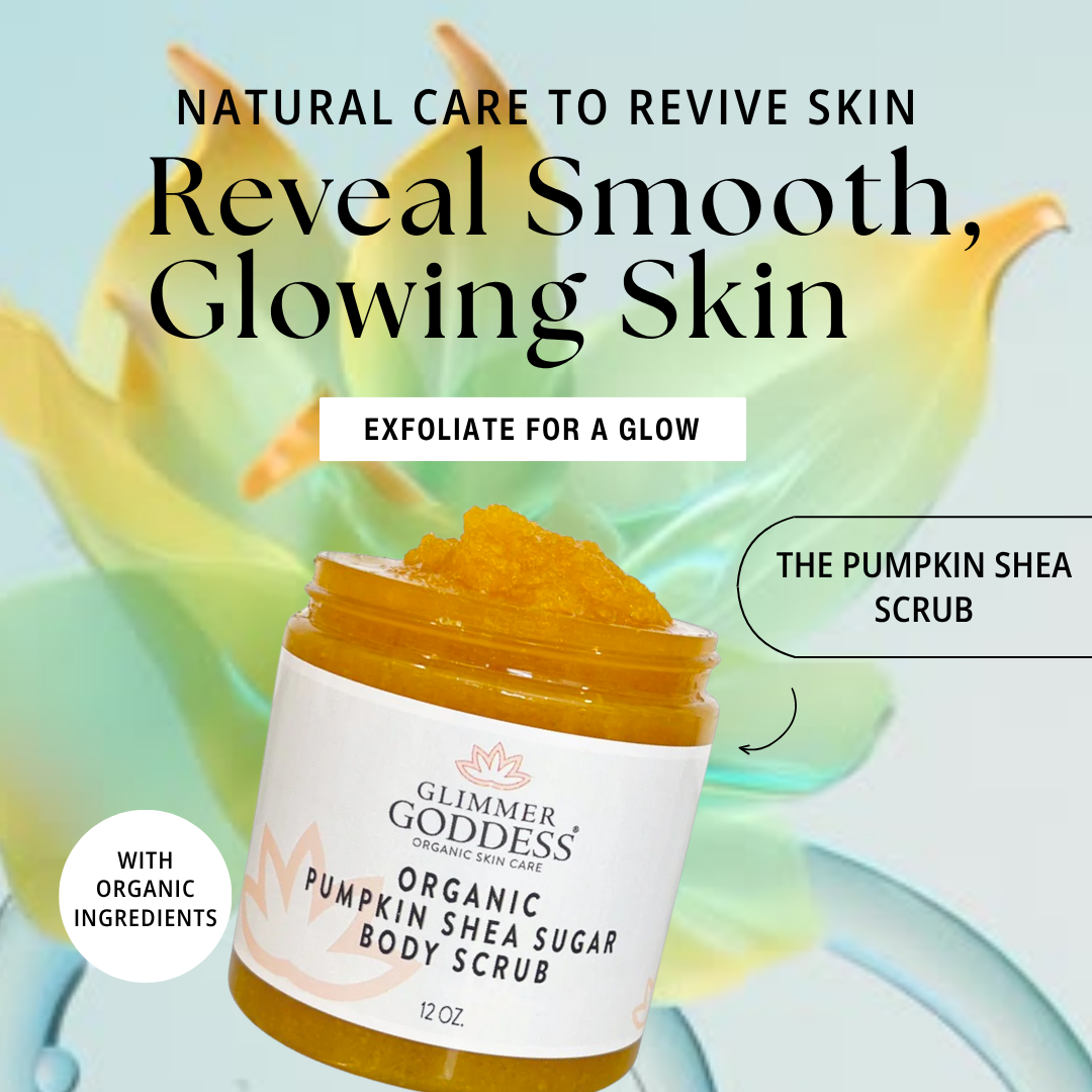 Organic Pumpkin Shea Sugar Body Scrub – Fall Scented Exfoliator Glimmer Goddess® Organic Skin Care