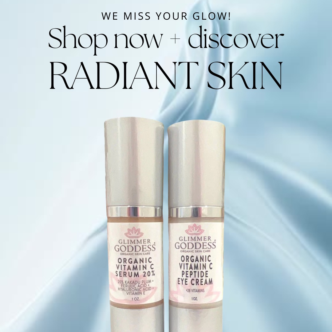 Organic Vitamin C Glow Duo – 20% Vitamin C + Peptide Eye Serum Glimmer Goddess® Organic Skin Care
