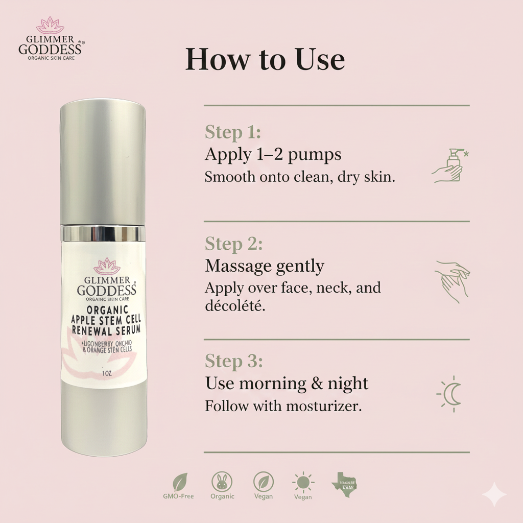Organic Apple Stem Cell Anti-Aging Serum Glimmer Goddess® Organic Skin Care