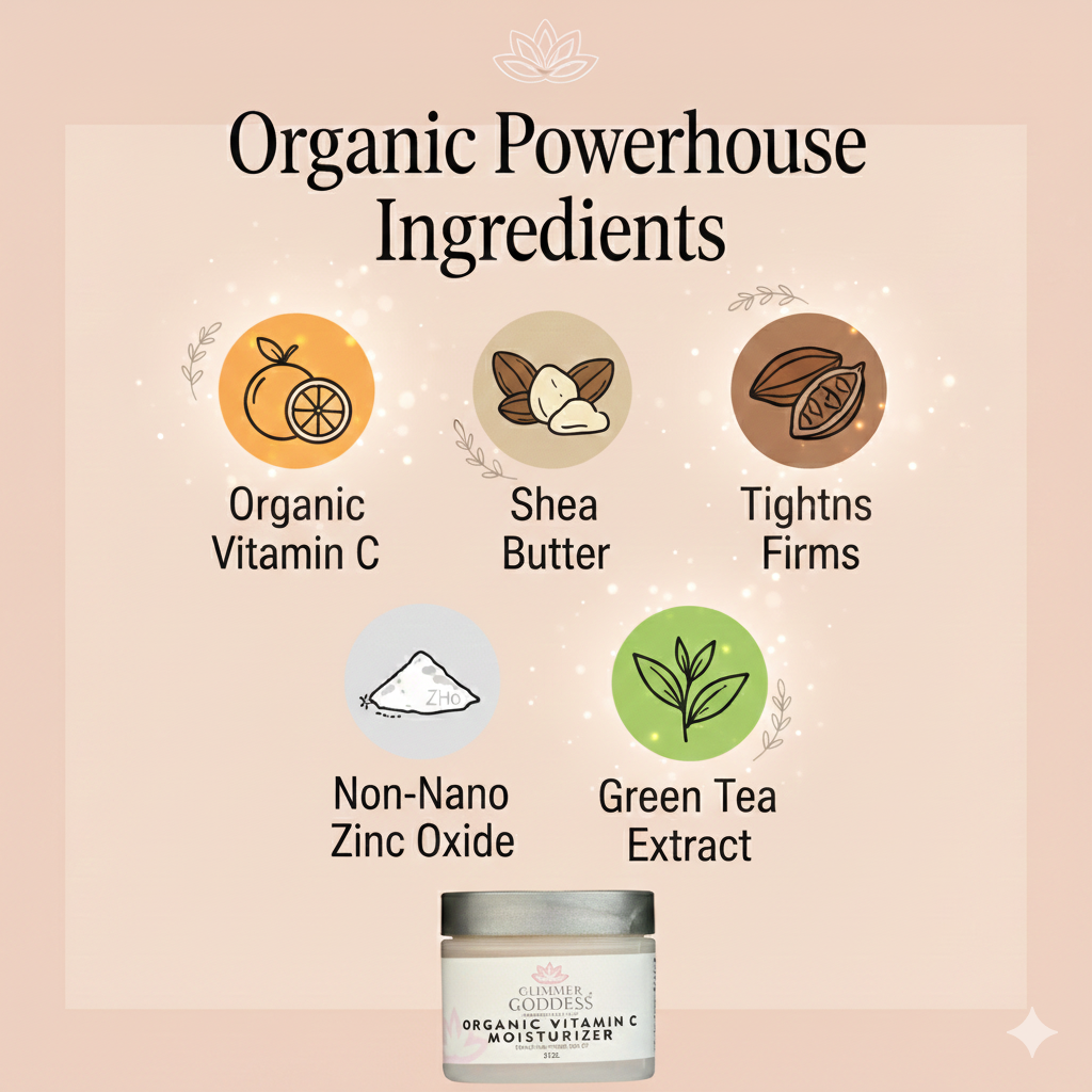 Organic Vitamin C Daily Moisturizer SPF 30 – Brightening Formula Glimmer Goddess® Organic Skin Care